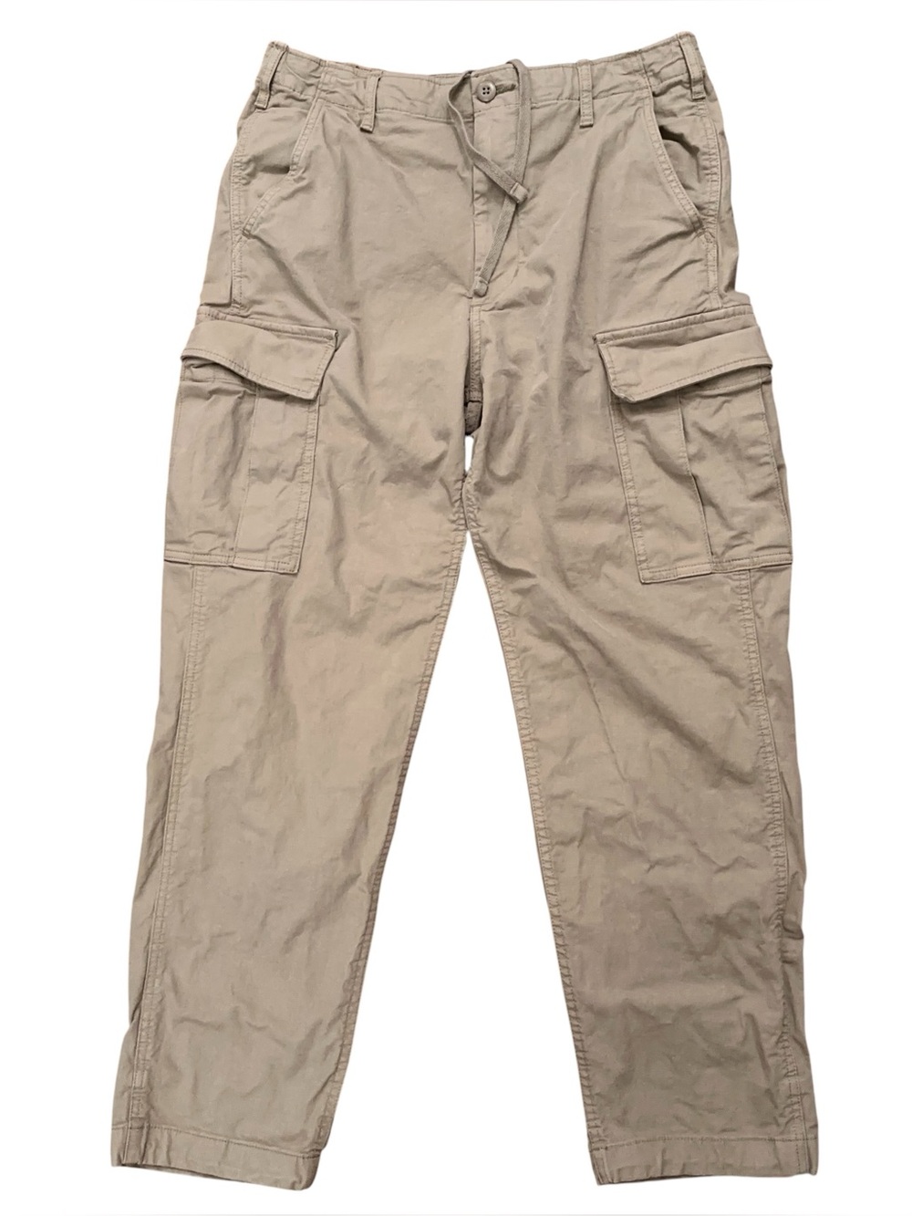 Uniqlo Cargo Pants Mens Size M Drawstring Stretch Relaxed Fit Ankel String Beige